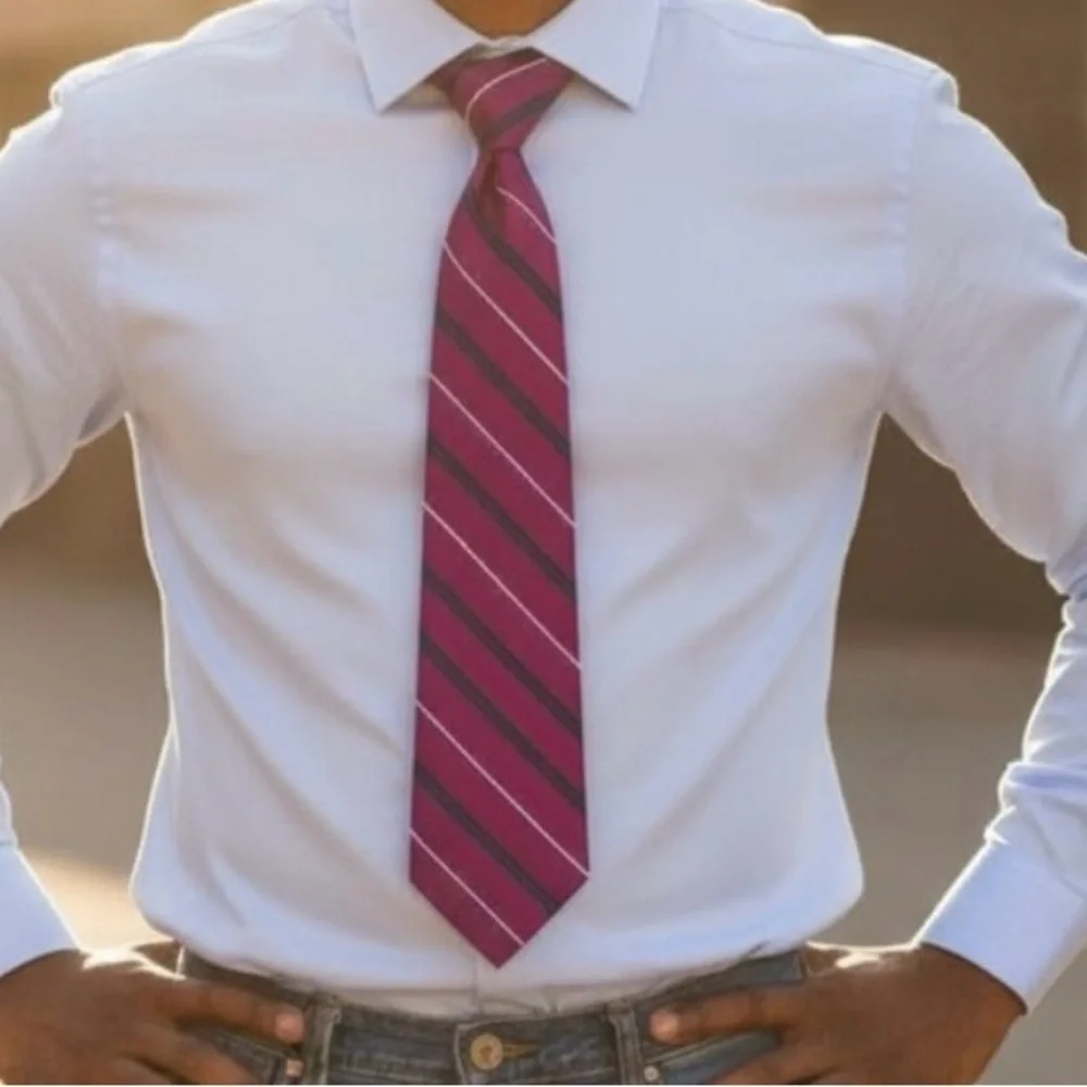 Lauren Ralph Lauren Magenta and Navy Striped Tie